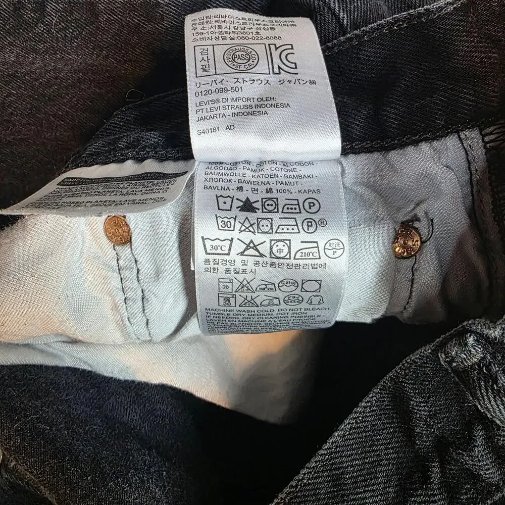 Levi's 501 Jeans Mens 38x30 Black Dark Wash Regular Fit Straight Leg Denim